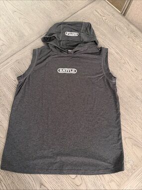 Battle Men's Sleeveless Hooded Tank Top - Charcoal Gray